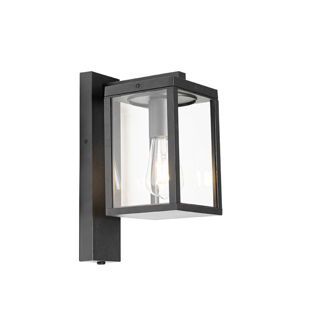 sensorlampen Buiten wandlantaarn zwart met sensor IP44 Charlois AluminiumGlas Zwart Wandlamp geeft je huis aan de buitenkant net dat beetje extra. Het strakke