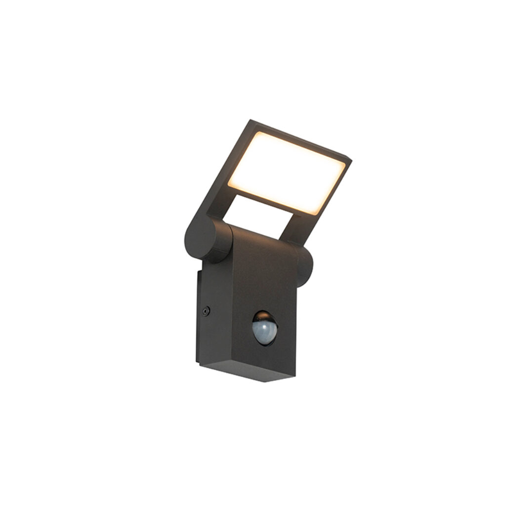 sensorlampen Buitenwandlamp antraciet incl. LED IP54 met bewegingssensor Zane AluminiumKunststof Donkergrijs Zorg voor een veilige buitenomgeving de wandlamp