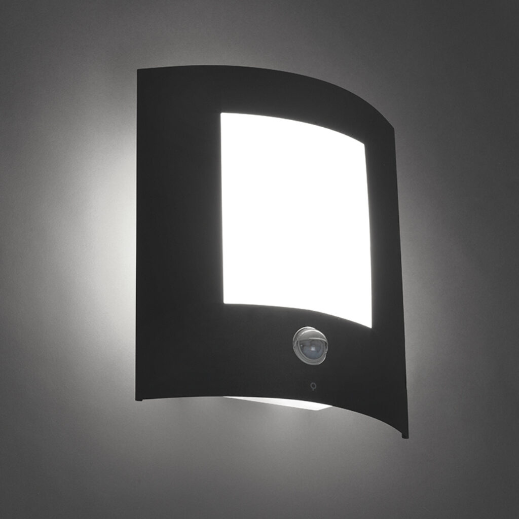 sensorlampen Buitenwandlamp antraciet met bewegingssensor IP44 Emmerald 1 KunststofRoestvrij staal Donkergrijs Deze strakke wandlamp is een topkwaliteit