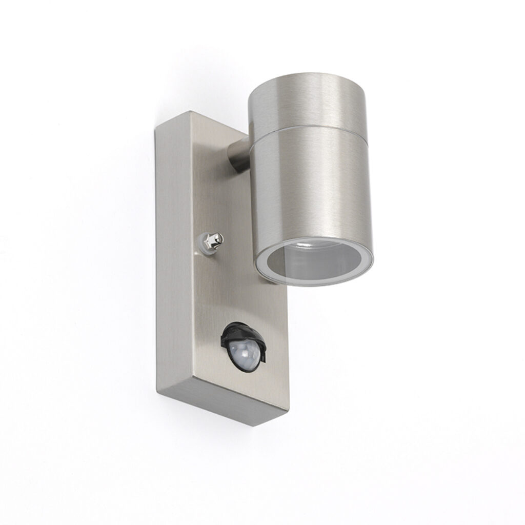 sensorlampen Buitenwandlamp staal IP44 met bewegingssensor Solo Roestvrij Staal Deze wandlamp Duo is een super functionele buitenlamp strakke vormgeving