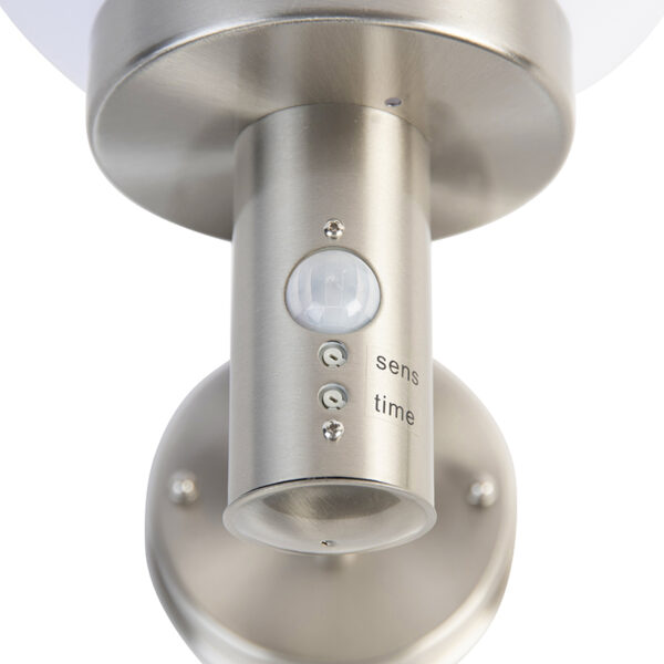 Buitenwandlamp staal RVS IP44 met bewegingsmelder - Sfera - Afbeelding 2