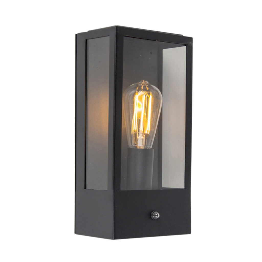 sensorlampen Buitenwandlamp zwart met sensor Rotterdam GlasRoestvrij staal Zwart Wandlamp geeft je overkapping of tuinhuisje net dat beetje extra. Deze gave