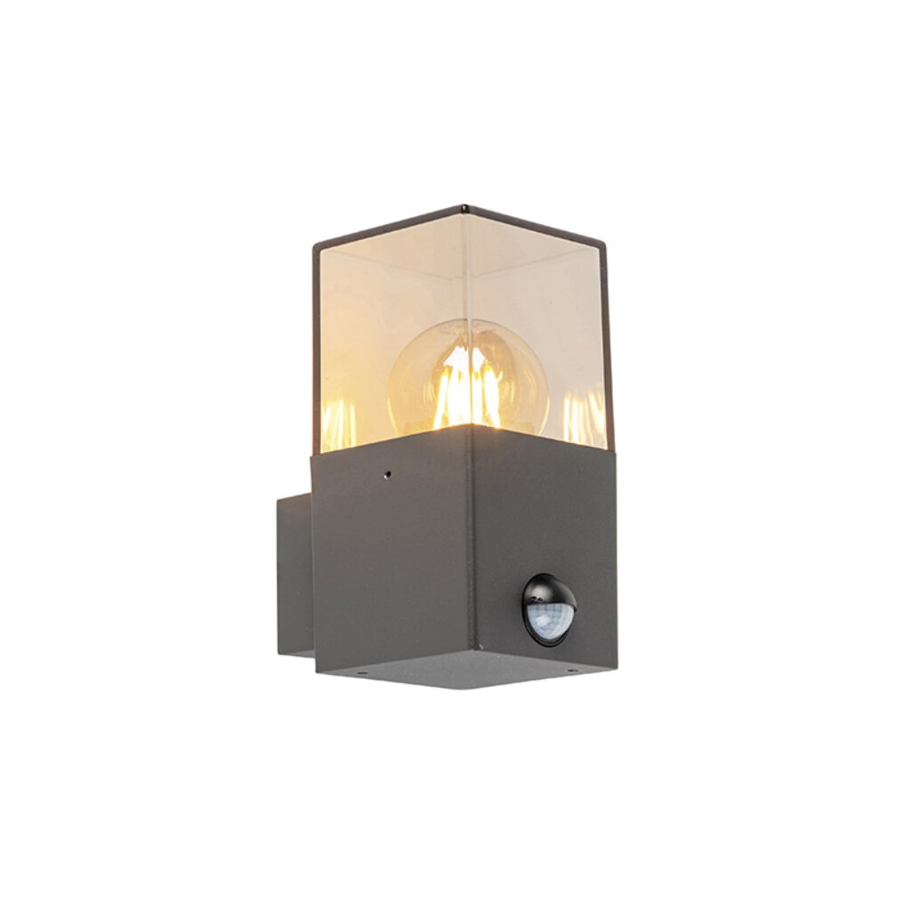 sensorlampen Denmark Buitenwandlamp donkergrijs met bewegingsmelder IP44 AluminiumKunststof Donkergrijs Topkwaliteit wandlamp uit hoogwaardig aluminium een