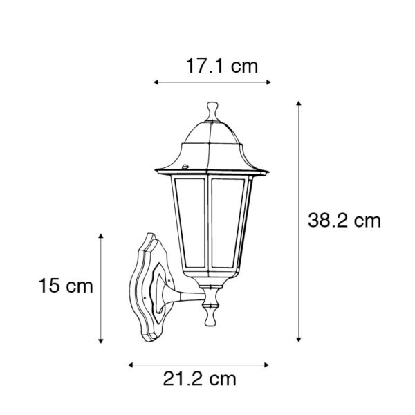 Klassieke buitenwandlamp antiek goud met bewegingssensor - New Haven - Afbeelding 3