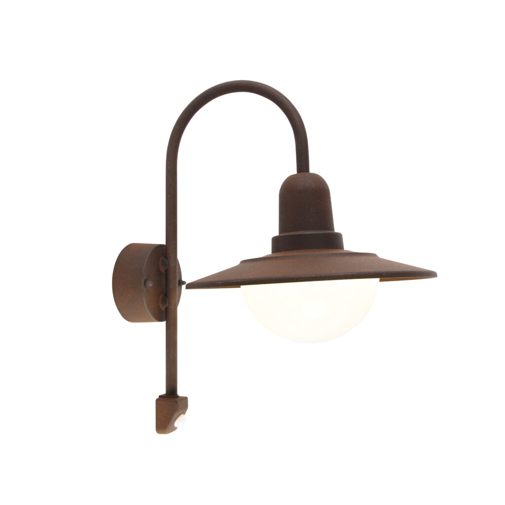 sensorlampen Vintage buiten wandlamp bruin IP44 bewegingssensor Herman AluminiumStaal Roestbruin Is vintage helemaal jouw Dan past de perfect bij je. Zijn