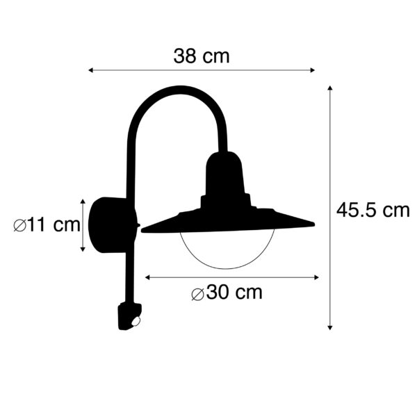 Vintage buiten wandlamp bruin IP44 bewegingssensor - Herman - Afbeelding 3