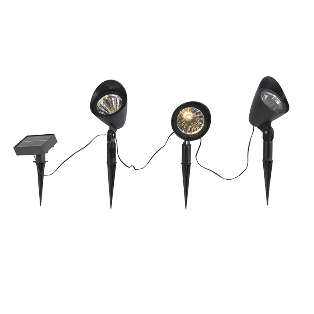 solarlampen Set van 3 prikspots zwart incl. LED IP44 solar Sunshine Kunststof Zwart Prikspot in een set is basic tuinspot. Hij compact en dus perfect om te
