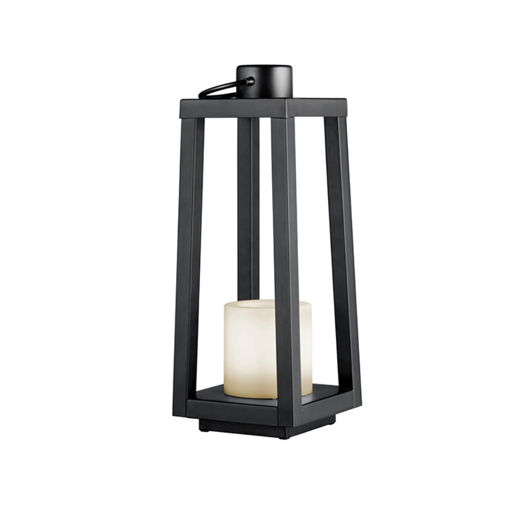 solarlampen Tafellamp zwart met flame effect incl. LED op solar IP44 Lajo Staal Zwart Geef je zwoele zomeravonden een extra lichtpuntje deze tafellamp. Deze