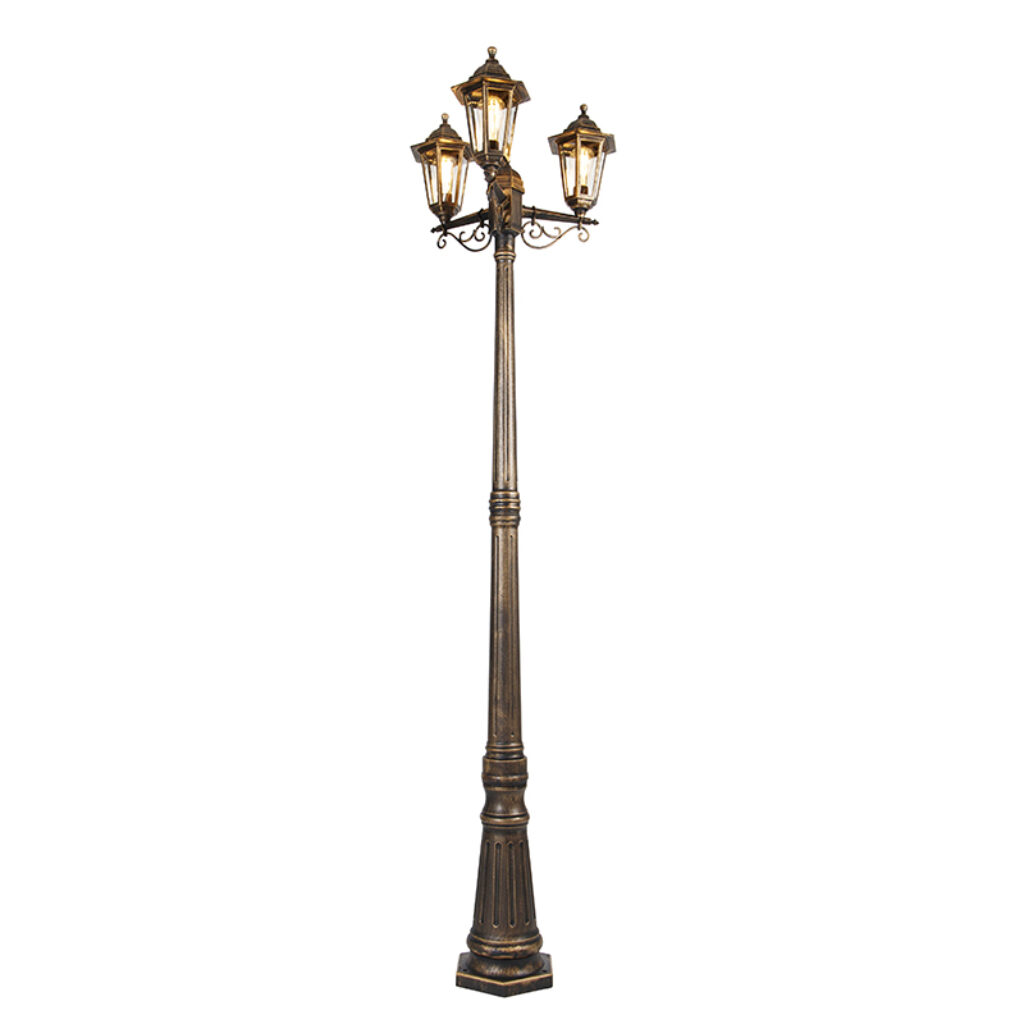 staande buitenlampen Antieke buiten lantaarn goud IP44 New Haven GlasKunststof De antieke haalt een nostalgisch gevoel in je naar Een zoals hij moet zijn. Hij
