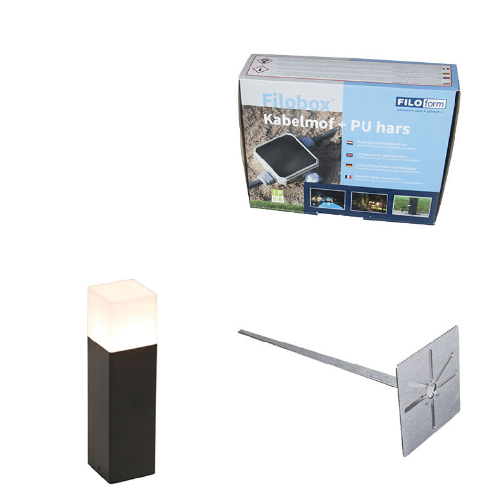 staande buitenlampen Buiten paaltje zwart opaal glas 30 cm grondpin en kabelmof Denmark AluminiumKunststof Wit wordt geleverd inclusief Het enige wat je nog