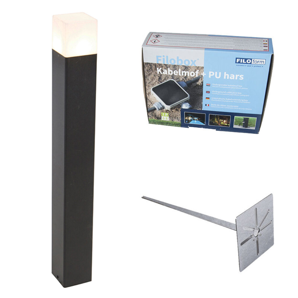 staande buitenlampen Buiten paaltje zwart opaal glas 70 cm grondpin en kabelmof Denmark AluminiumKunststof Wit wordt geleverd inclusief Het enige wat je nog