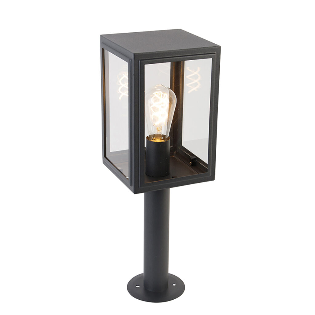 staande buitenlampen Buitenlamp paal grijs 50 cm IP44 Sutton GlasRoestvrij staal Donkergrijs Deze buitenlamp bestaat uit een vierkant frame voorzien van glazen