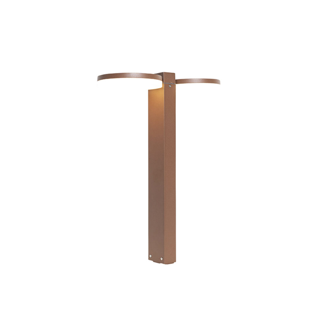 staande buitenlampen Staande buitenlamp roestbruin 50 cm incl. LED IP44 Esmee Aluminium Roestbruin Wat een vrolijke is De twee lichtgevende cirkels zorgen