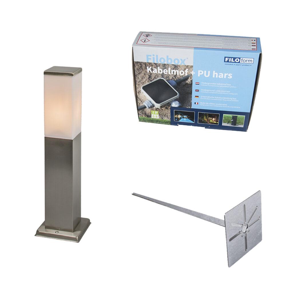 staande buitenlampen Buitenlamp staal 45cm IP44 Malios met grondpin en kabelmof KunststofRoestvrij Staal Een super leuke buitenlamp paal voor in jouw Dankzij de