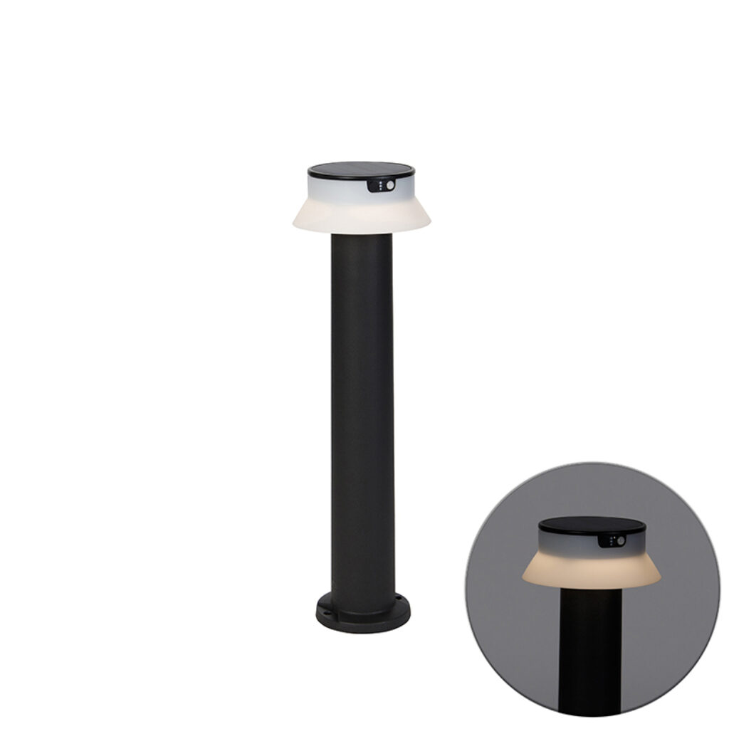 staande buitenlampen Staande buitenlamp zwart incl. LED en dimmer IP55 solar Felice Kunststof Zwart is echt een toffe Het lijkt net of de lamp hoedje op heeft