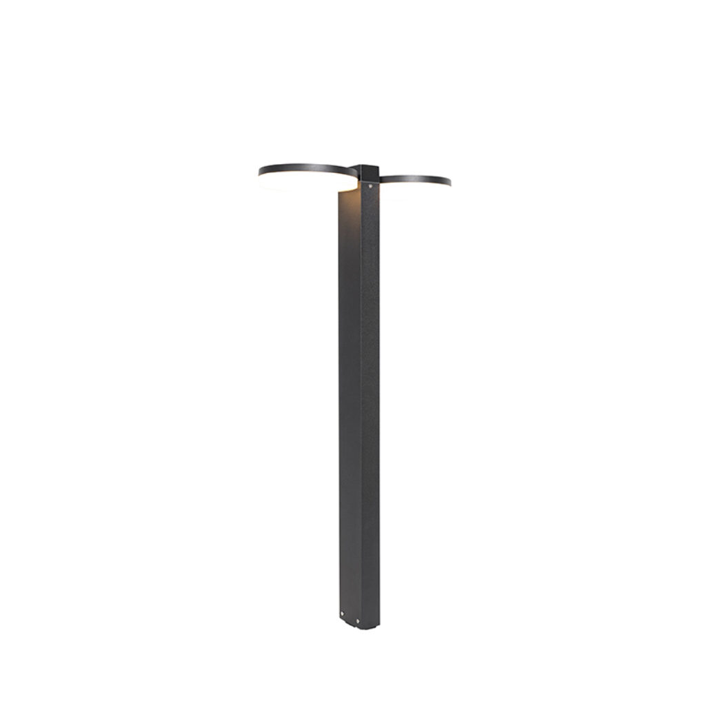 staande buitenlampen Staande buitenlamp zwart 80 cm incl. LED IP44 Esmee Aluminium Zwart Wat een vrolijke is De twee lichtgevende cirkels zorgen ervoor dat jouw