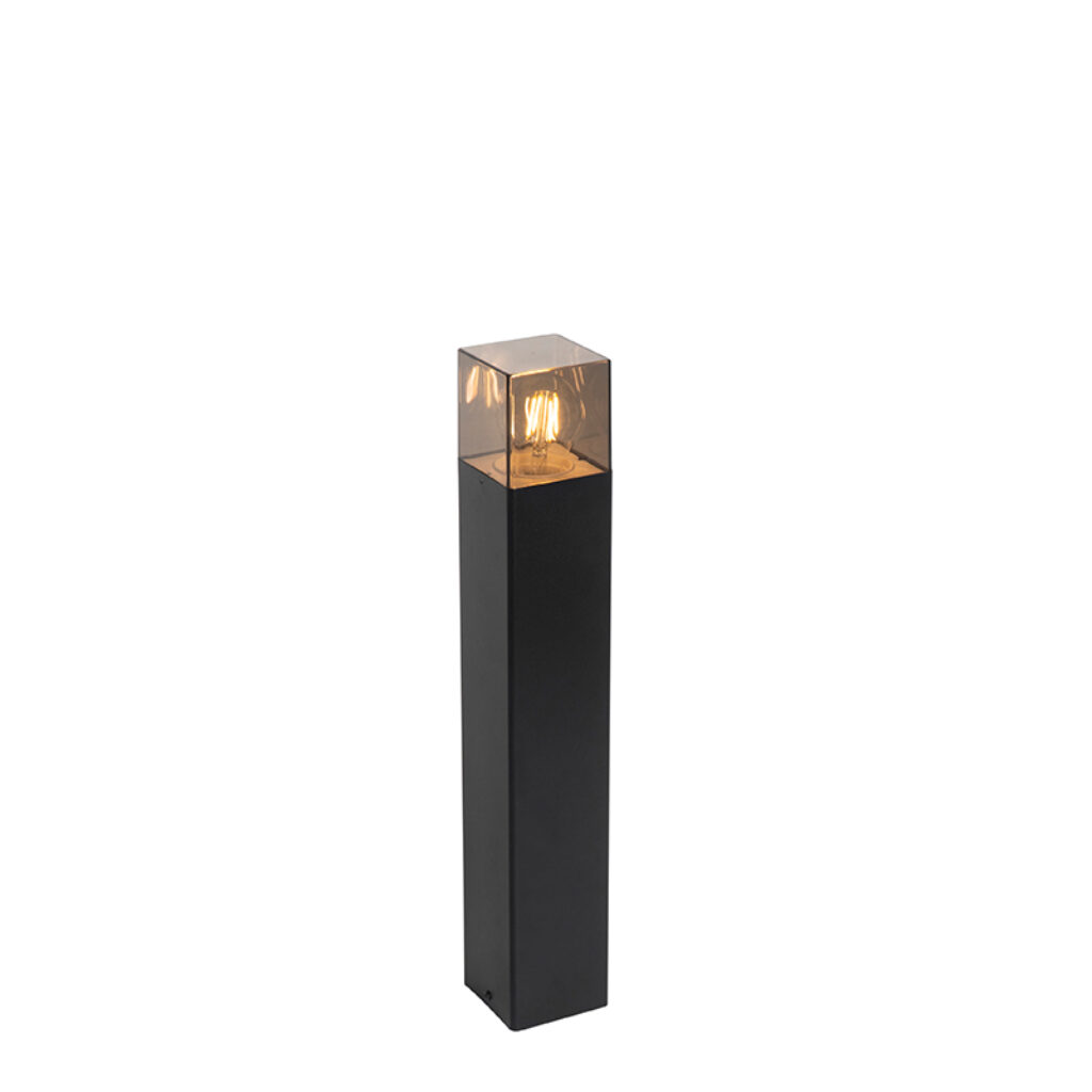 staande buitenlampen Staande buitenlamp zwart 50 cm IP44 met smoke glass effect Denmark AluminiumKunststof Zwart Verlichting in je tuin is erg belangrijk zodat