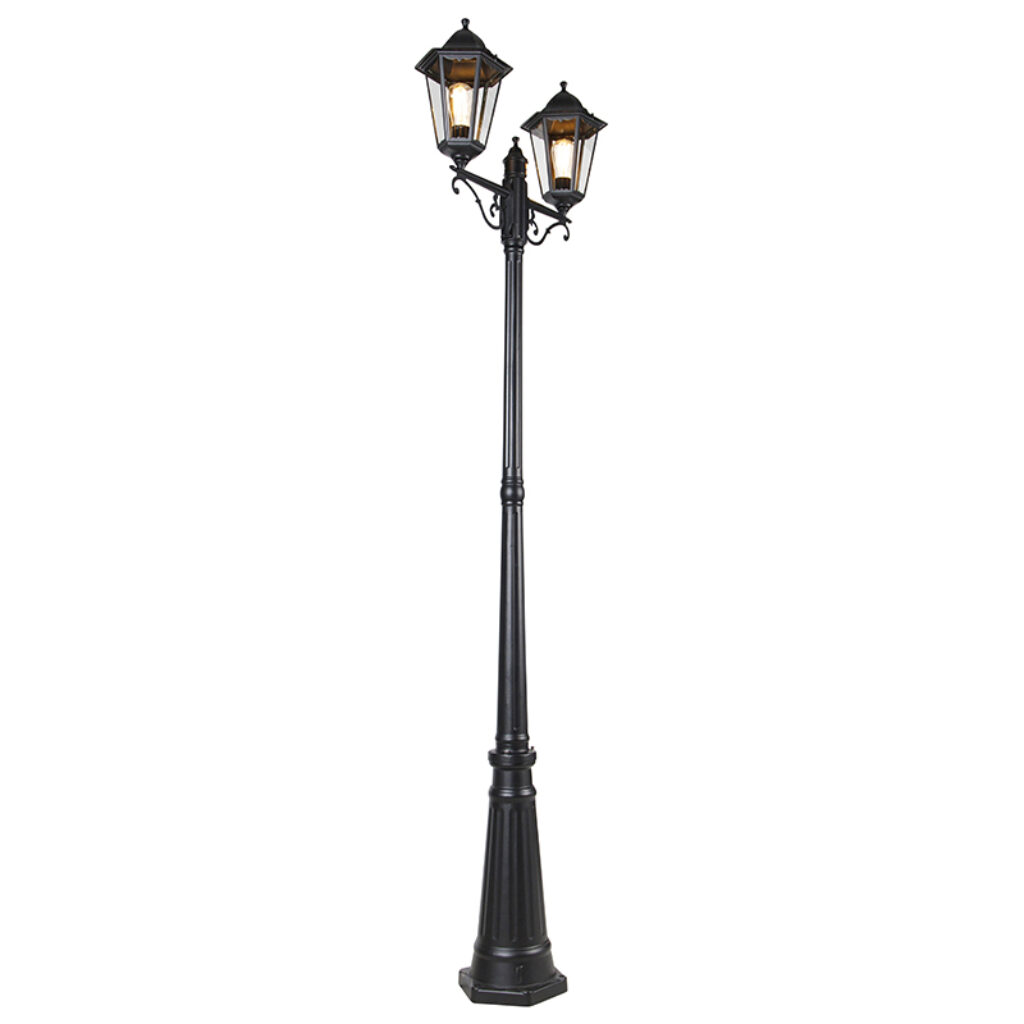 staande buitenlampen Buitenlantaarn zwart 220 cm IP44 Havana GlasAluminium Zwart De klassiek buitenlantaarn zoals je vaak in films is terug van weggeweest en
