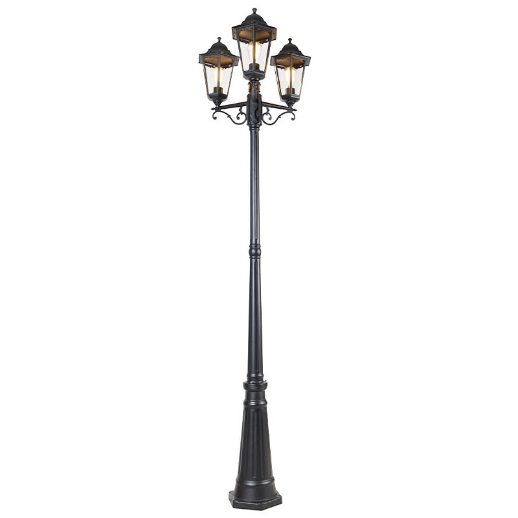 staande buitenlampen Buitenlantaarn zwart 220 cm IP44 Havana GlasAluminium Zwart De klassiek buitenlantaarn zoals je vaak in films is terug van weggeweest en