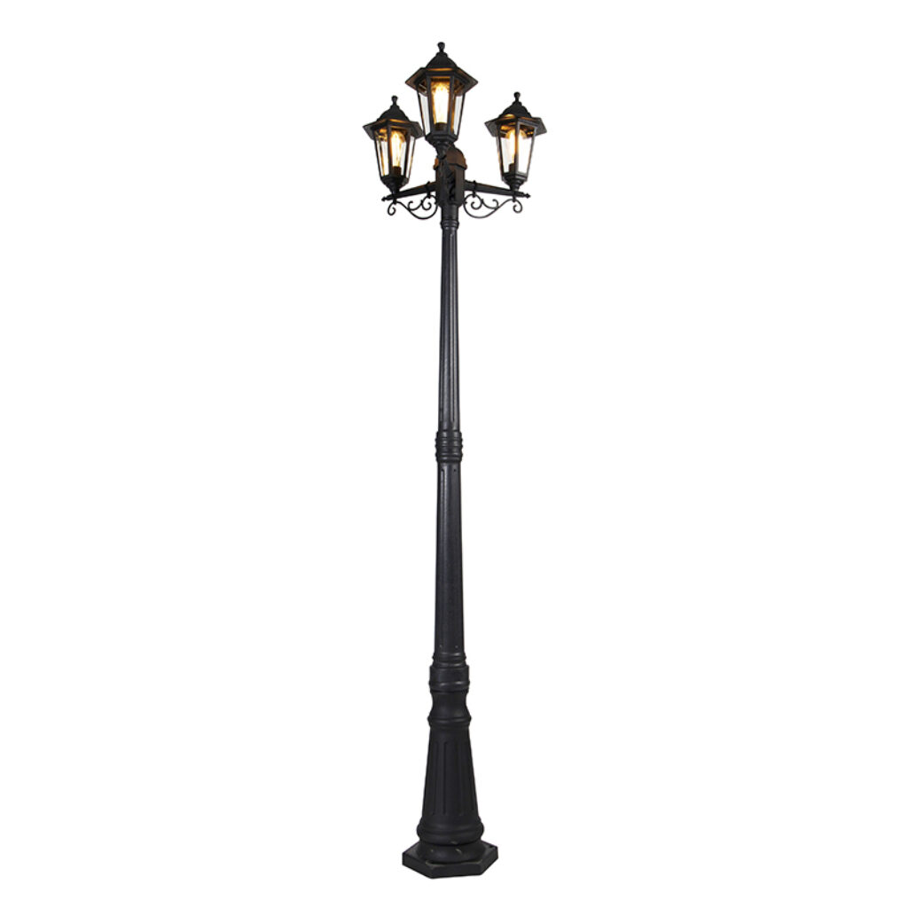 staande buitenlampen Klassieke buiten lantaarn zwart IP44 New Haven GlasKunststof Zwart een romantische sfeer in je tuin met onze lantaarn. Deze prachtige is