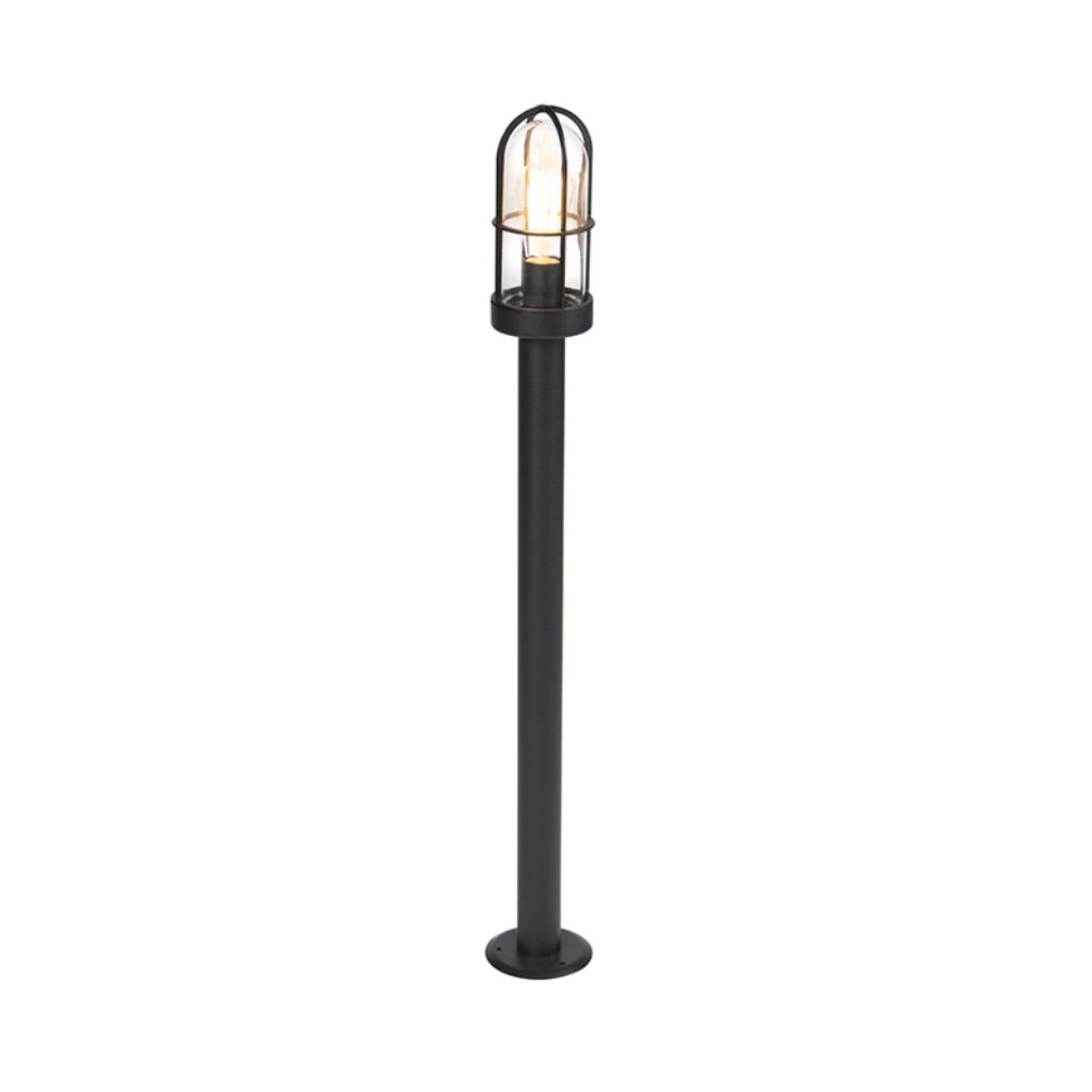 staande buitenlampen Landelijke buitenlamp zwart met glas 100cm Elza AluminiumGlas Zwart Wij zijn helemaal verliefd op de Een leuke lamp voor buiten hij straalt