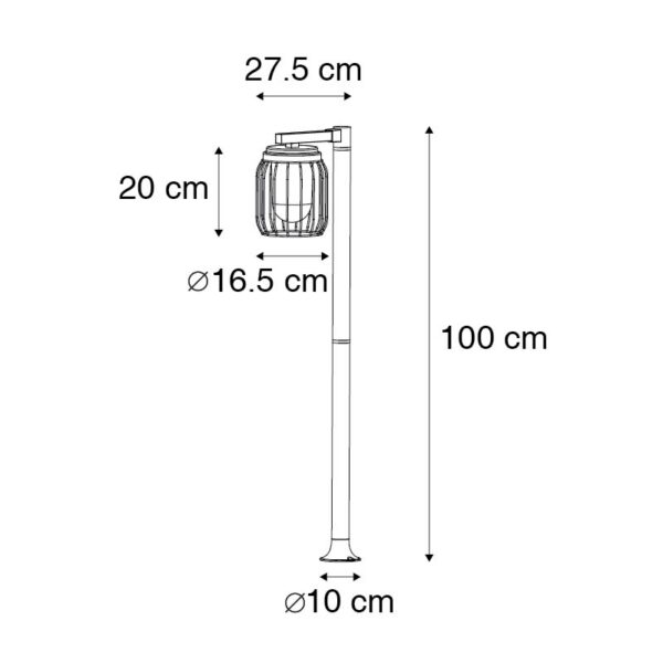 Modern buiten paaltje zwart 100 cm IP44 - Luc - Afbeelding 3