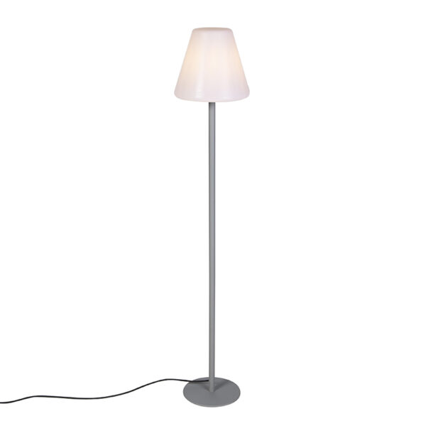 staande buitenlampen Moderne buiten vloerlamp grijs IP44 Virginia KunststofRoestvrij staal Grijs Helemaal in stijl met de huidige lounge trend voor Maak je tuin