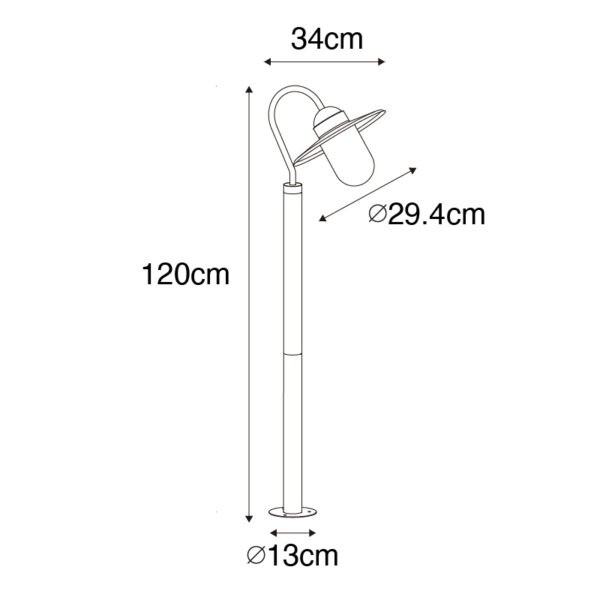Moderne staande buitenlamp donkergrijs 120 cm IP44 - Kansas - Afbeelding 3