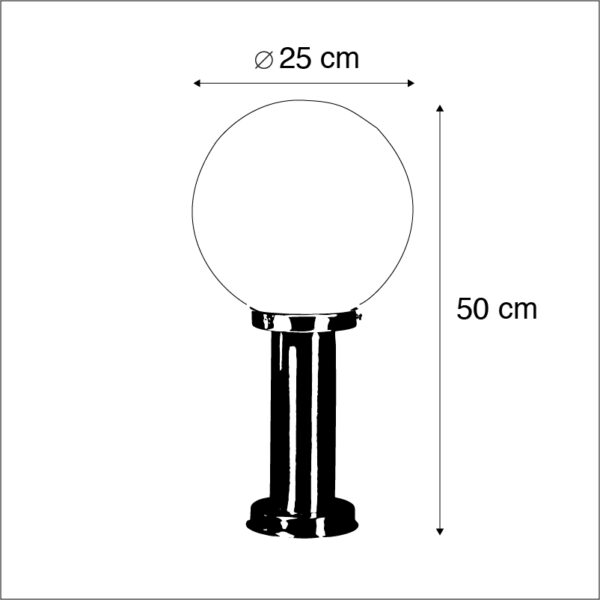 Moderne buitenlamp paal staal RVS 50 cm - Sfera - Afbeelding 3