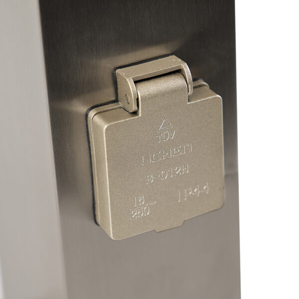 Moderne buitenlamp 45 cm staal met stopcontact IP44 - Malios - Afbeelding 2