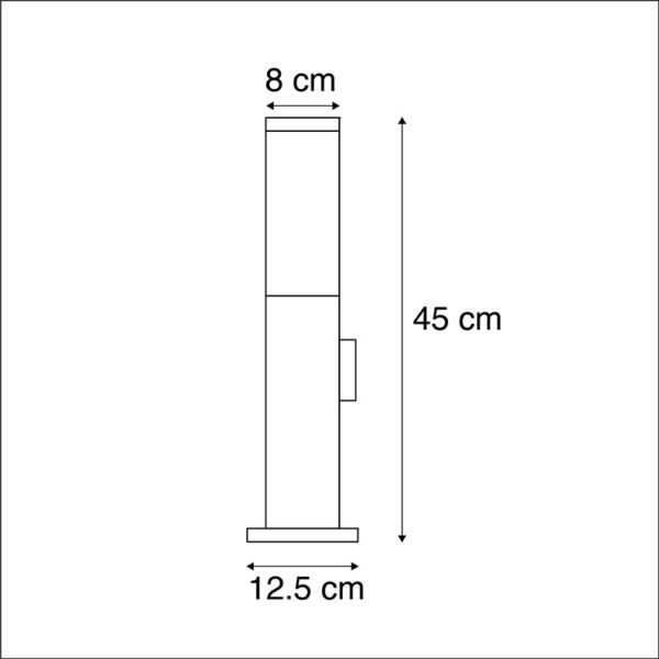 Moderne buitenlamp 45 cm staal met stopcontact IP44 - Malios - Afbeelding 3