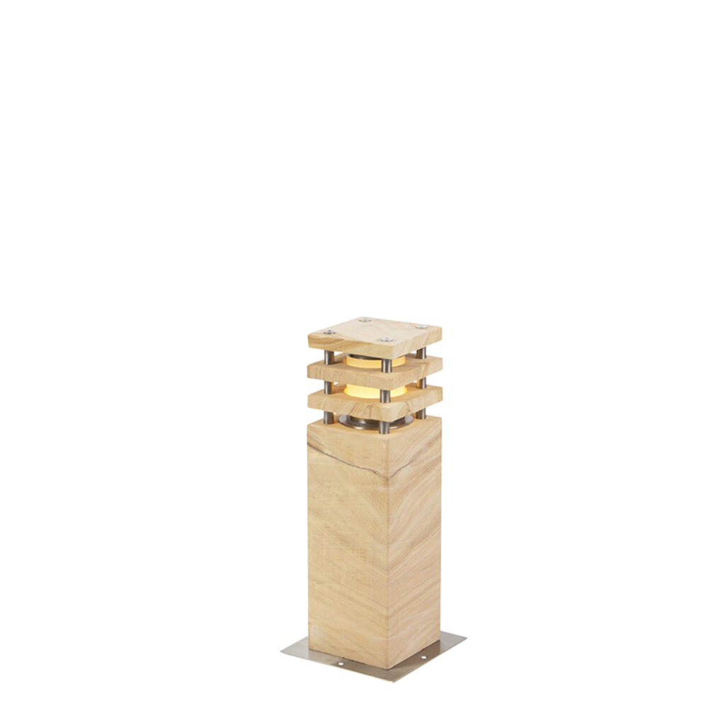 staande buitenlampen Moderne buitenlamp zandsteen 40 cm Grumpy Steen BetonRoestvrij staal Beige Deze zal een echte aanwinst zijn in jouw tuin. strakke lamp is