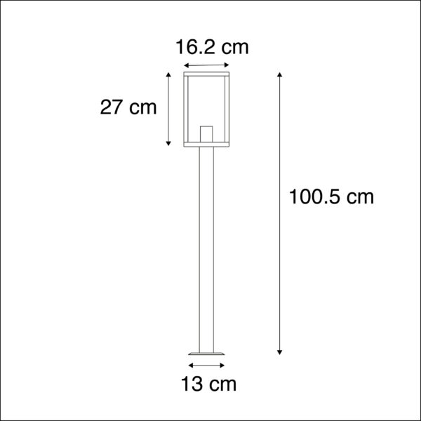 Moderne buitenlamp zwart met glas 100,5 cm - Rotterdam - Afbeelding 3