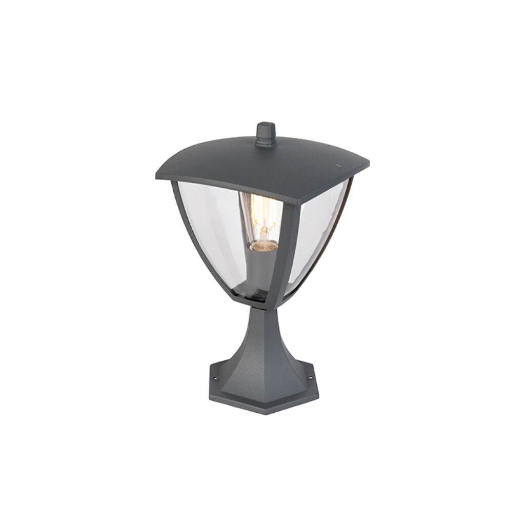 staande buitenlampen Moderne buitenlantaarn sokkel donkergrijs Platar AluminiumKunststof Donkergrijs Deze lantaarn is de perfecte aanvulling voor jouw tuin. Het