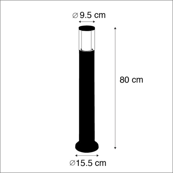 Moderne buitenpaal grijs 80 cm IP55 incl. E27 - Carlo - Afbeelding 3