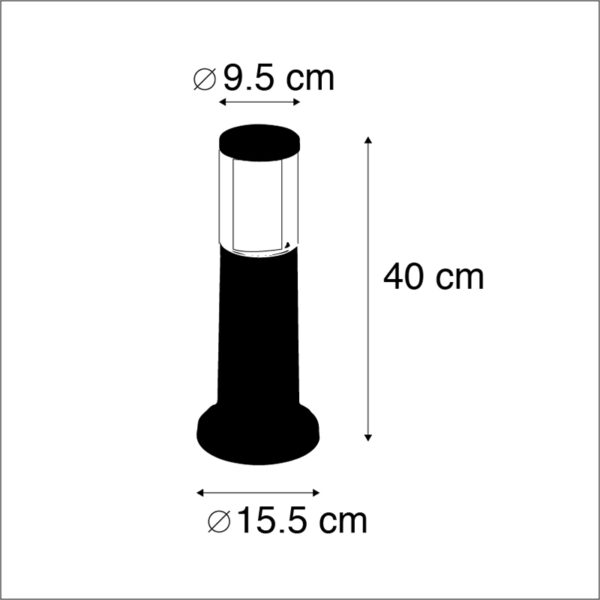 Moderne buitenpaal grijs 40 cm IP55 incl. E27 - Carlo - Afbeelding 3
