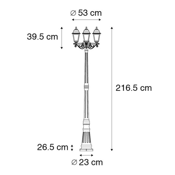 Smart buiten lantaarn zwart 3-lichts incl. Wifi ST64 - New Haven - Afbeelding 3