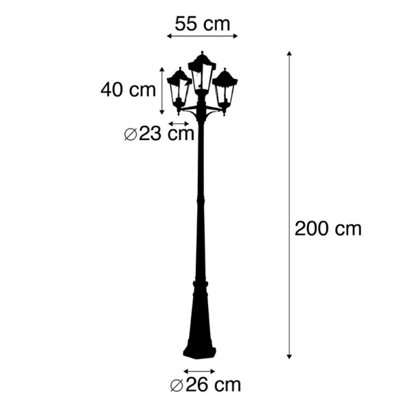 Smart buiten lantaarn zwart 3-lichts incl. Wifi ST64 - New Orleans - Afbeelding 3