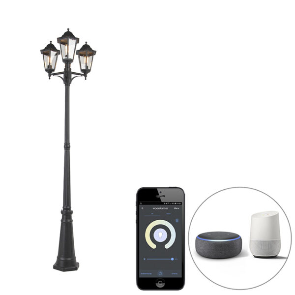 staande buitenlampen Smart buiten lantaarn zwart incl. Wifi ST64 New Orleans AluminiumGlas Zwart Staande is een klassieker onder de Hij in nieuw jasje gestoken