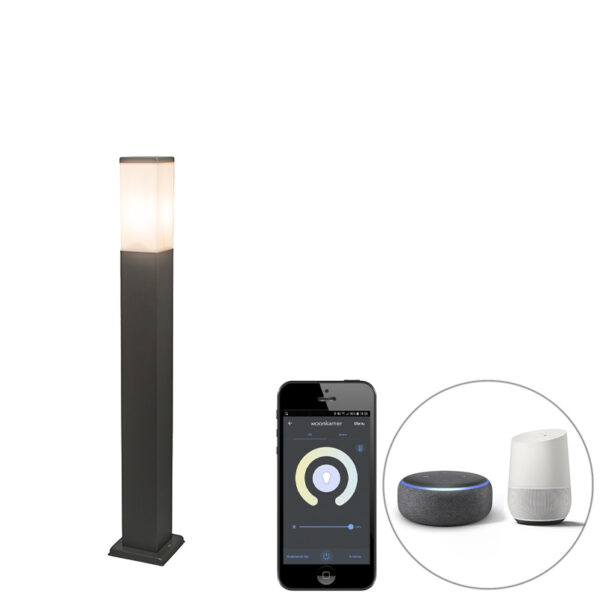 staande buitenlampen Smart buitenlamp paal donkergrijs 80 cm incl. Wifi P45 Malios Roestvrij staal Donkergrijs Een super leuke voor in jouw Dankzij de van IP44