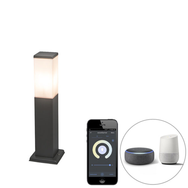 staande buitenlampen Smart buitenlamp paal donkergrijs 45 cm incl. Wifi P45 Malios KunststofRoestvrij staal Donkergrijs Een super leuke voor in jouw Dankzij de