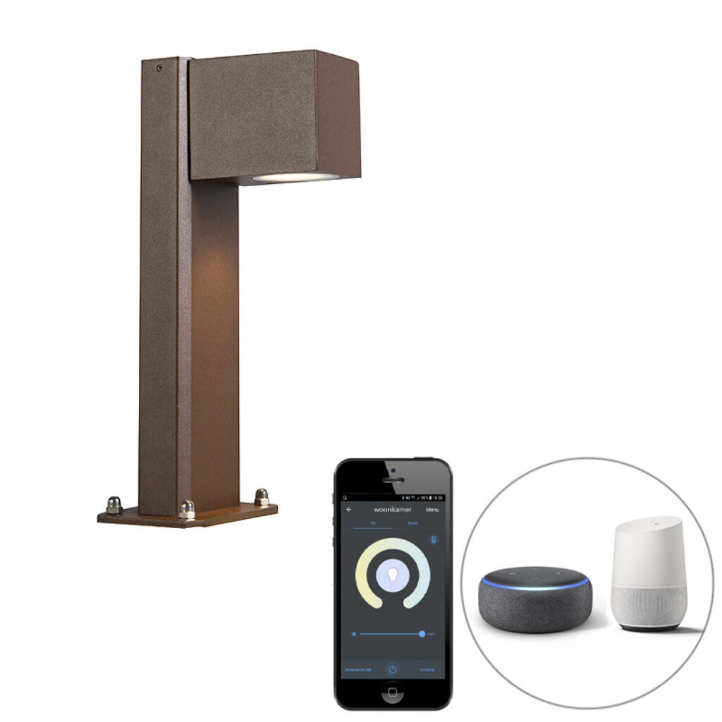 staande buitenlampen Smart buitenlamp roestbruin 30 cm IP44 incl. Wifi GU10 Baleno AluminiumGlas Roestbruin Staande past perfect naast het tuinpad en zorgt voor