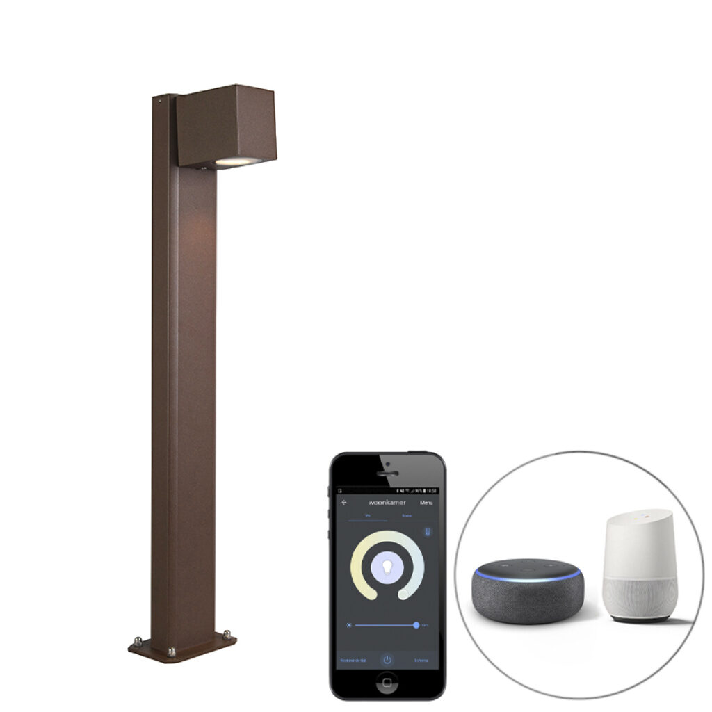 staande buitenlampen Smart buitenlamp roestbruin 65 cm IP44 incl. Wifi GU10 Baleno AluminiumGlas Roestbruin van onze bestsellers is nu verkrijgbaar als smart De
