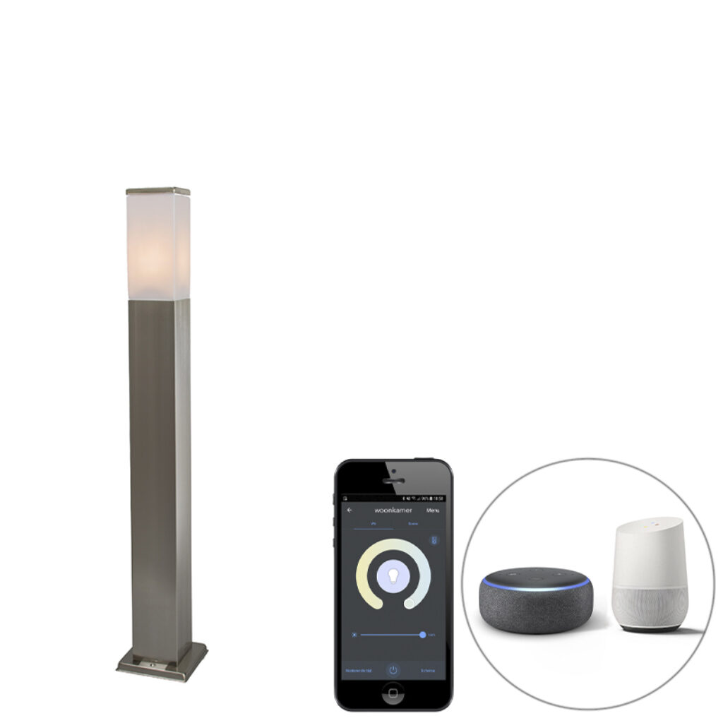 staande buitenlampen Smart buitenlamp 80 cm staal incl. Wifi P45 Malios Roestvrij Staal Een super leuke voor in jouw Dankzij de van IP44 is hij waterbestendig.