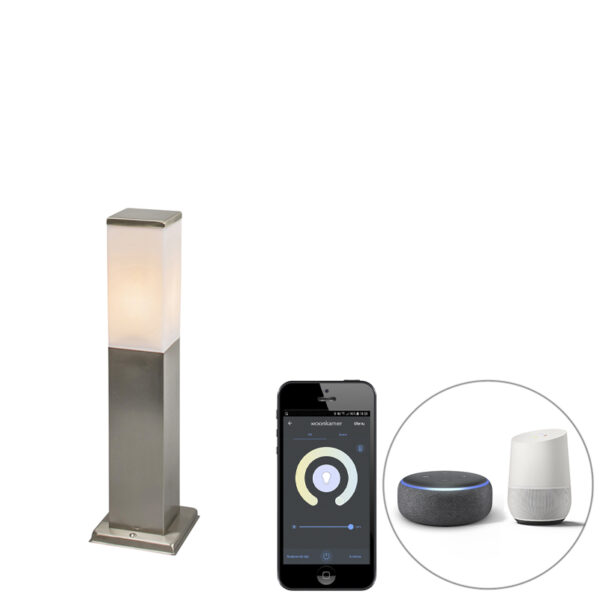 staande buitenlampen Smart buitenlamp 45 cm staal incl. Wifi P45 Malios Roestvrij Staal Een super leuke voor in jouw Dankzij de van IP44 is hij waterbestendig.