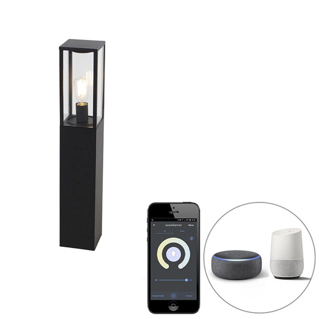 staande buitenlampen Smart buitenlamp zwart 80 cm IP44 incl. ST64 Charlois AluminiumGlas Zwart Wat een toffe is Hij heeft modern design daardoor past hij in