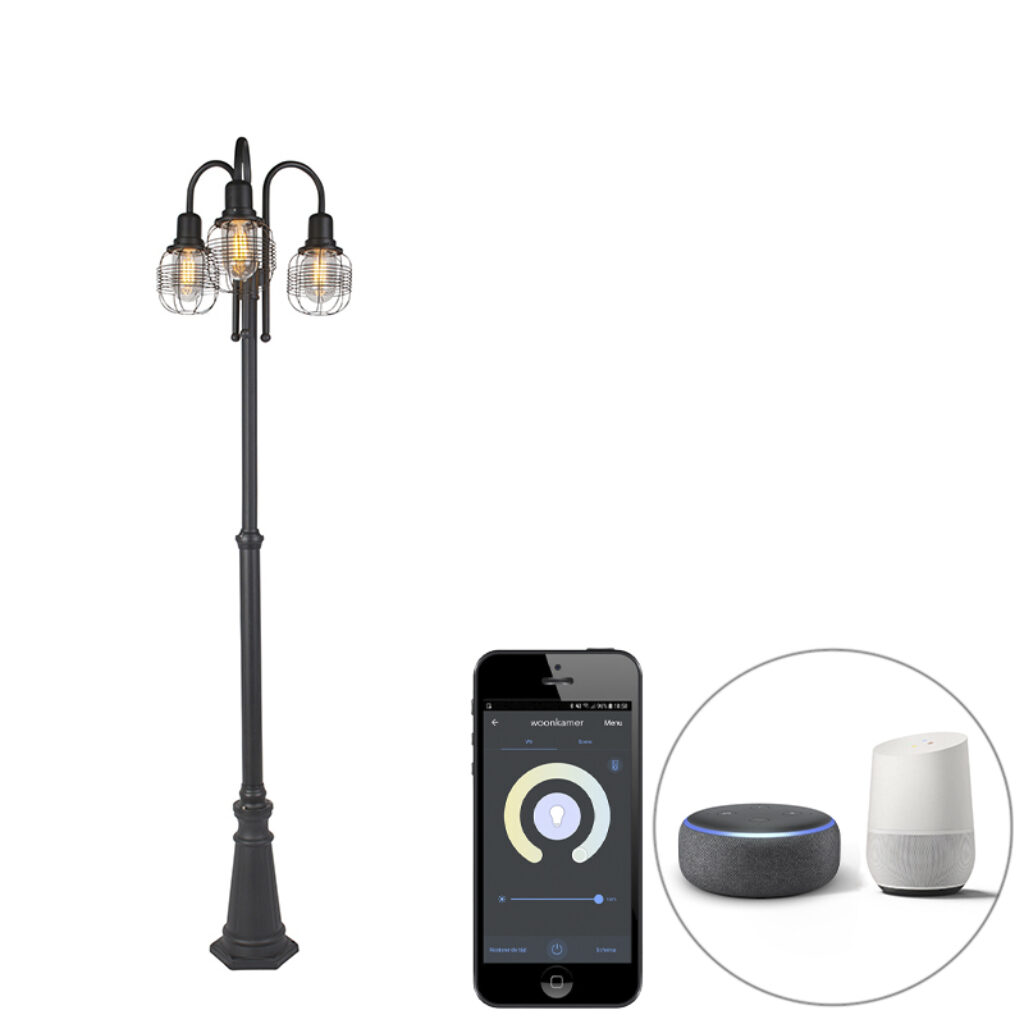 staande buitenlampen Smart buitenlamp zwart IP44 incl. Wifi ST64 Guardado AluminiumGlas Zwart Wat een stoere is geen alledaagse en dat maakt hem juist zo mooi.