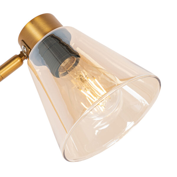 Art deco tafellamp brons met marmer en amber glas - Nina - Afbeelding 2