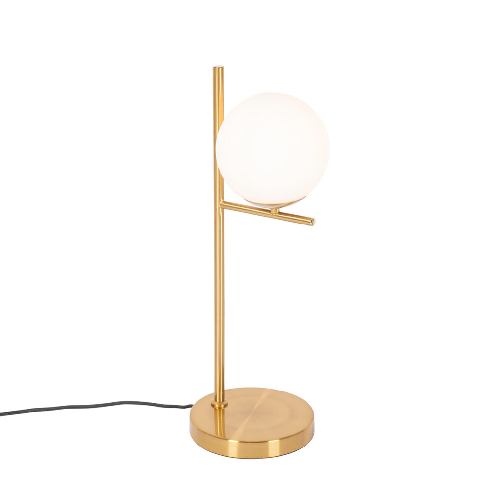 tafellampen Art deco tafellamp goud met opaal glas Flore StaalGlas is een perfecte toevoeging in je interieur. Deze de sfeermaker jouw zowel woonkamer