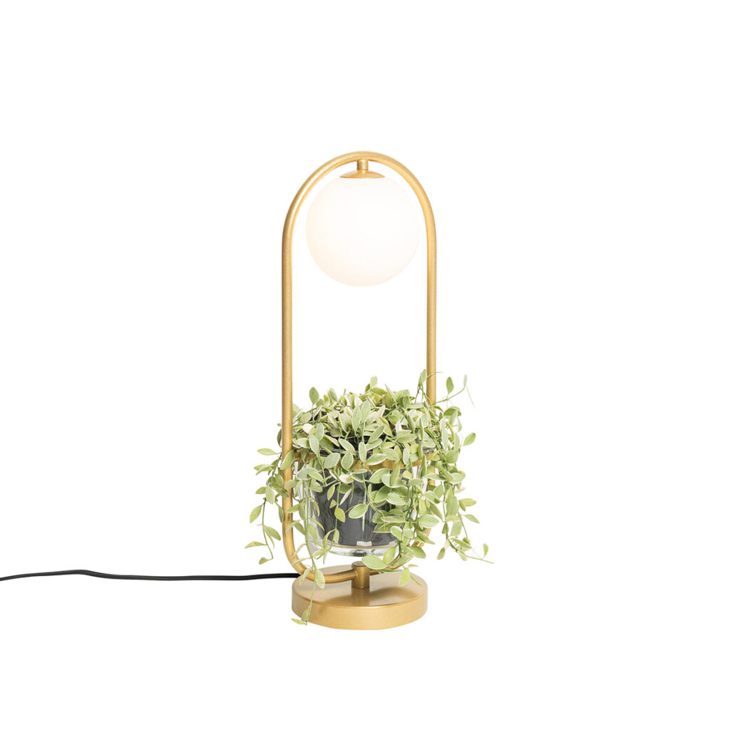 tafellampen Art deco tafellamp goud met wit glas Isabella StaalGlas Haal een echte eyecatcher in huis deze Isabella. Deze is gemaakt van staal en afgewerkt de